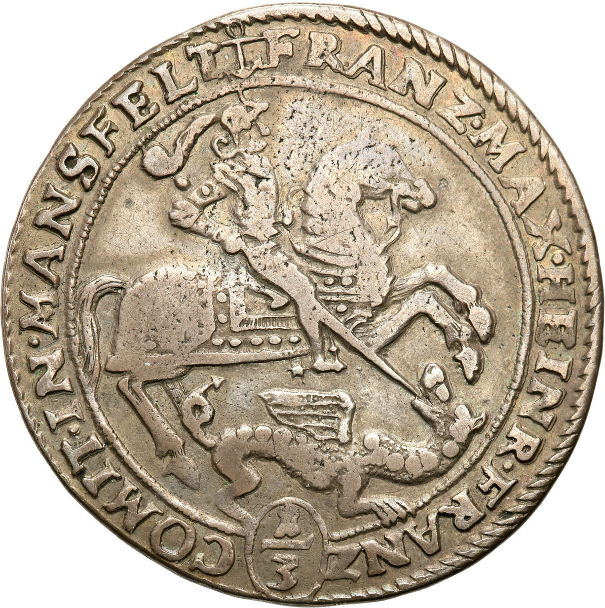 Niemcy, Mansfeld. Jan Jerzy III (1647–1710). 1/3 talara (1/2 guldena) 1671, Eisleben